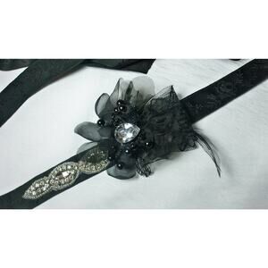 Little Black Dress Belt Rhinestone Flower Wedding Party Formal Prom belt sash